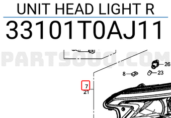 Honda 33101T0AJ11 UNIT HEAD LIGHT R