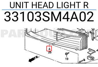 Honda 33103SM4A02 UNIT HEAD LIGHT R