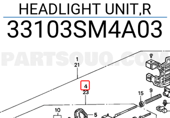 Honda 33103SM4A03 HEADLIGHT UNIT,R