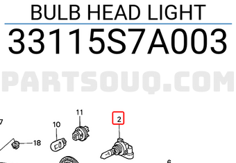 Honda 33115S7A003 BULB HEAD LIGHT