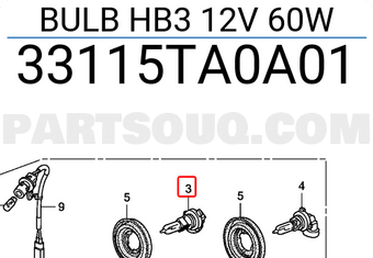 Honda 33115TA0A01 BULB HB3 12V 60W