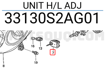 Honda 33130S2AG01 UNIT H/L ADJ