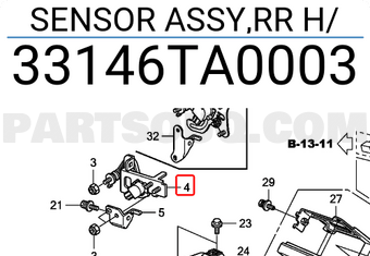 Honda 33146TA0003 SENSOR ASSY,RR H