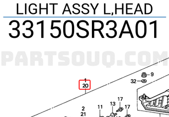 Honda 33150SR3A01 LIGHT ASSY L,HEAD