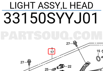 Honda 33150SYYJ01 LIGHT ASSY,L HEAD