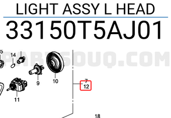 Honda 33150T5AJ01 LIGHT ASSY L HEAD