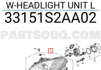 Honda 33151S2AA02 W-HEADLIGHT UNIT L