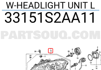 Honda 33151S2AA11 W-HEADLIGHT UNIT L