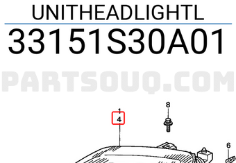 Honda 33151S30A01 UNITHEADLIGHTL
