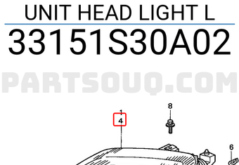 Honda 33151S30A02 UNIT HEAD LIGHT L