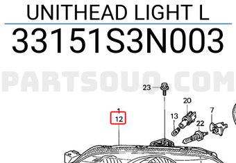 Honda 33151S3N003 UNITHEAD LIGHT L