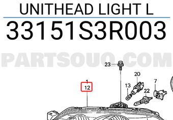 Honda 33151S3R003 UNITHEAD LIGHT L
