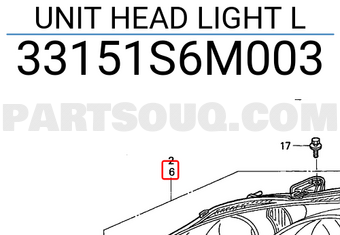 Honda 33151S6M003 UNIT HEAD LIGHT L
