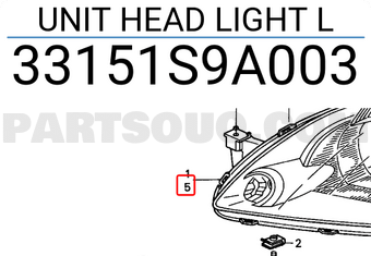Honda 33151S9A003 UNIT HEAD LIGHT L