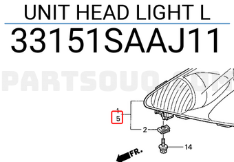 Honda 33151SAAJ11 UNIT HEAD LIGHT L