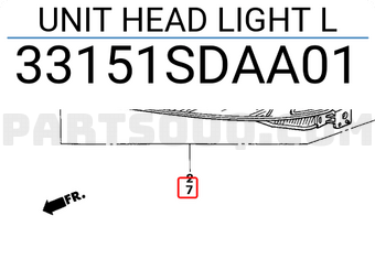 Honda 33151SDAA01 UNIT HEAD LIGHT L