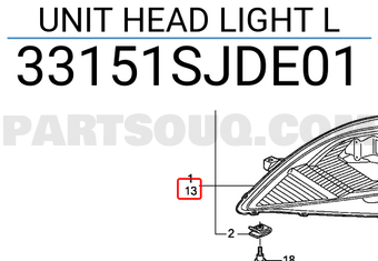 Honda 33151SJDE01 UNIT HEAD LIGHT L