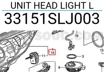 Honda 33151SLJ003 UNIT HEAD LIGHT L