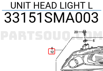 Honda 33151SMA003 UNIT HEAD LIGHT L