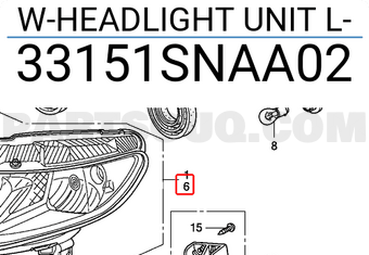 Honda 33151SNAA02 W-HEADLIGHT UNIT L