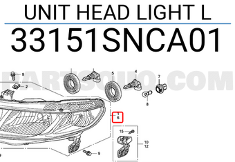 Honda 33151SNCA01 UNIT HEAD LIGHT L