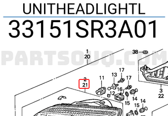 Honda 33151SR3A01 UNITHEADLIGHTL