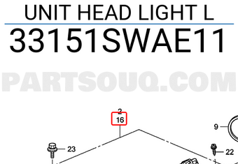 Honda 33151SWAE11 UNIT HEAD LIGHT L