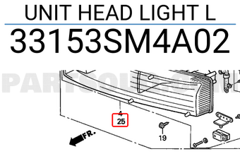 Honda 33153SM4A02 UNIT HEAD LIGHT L