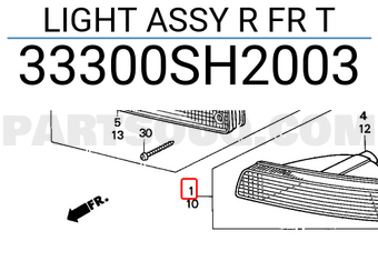 Honda 33300SH2003 LIGHT ASSY R FR T