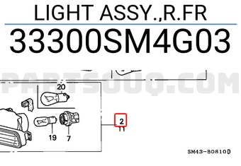 Honda 33300SM4G03 LIGHT ASSY.,R.FR