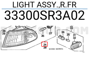 Honda 33300SR3A02 LIGHT ASSY.,R.FR