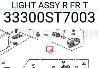 Honda 33300ST7003 LIGHT ASSY R FR T