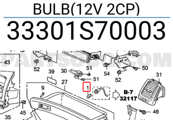 Honda 33301S70003 BULB(12V 2CP)