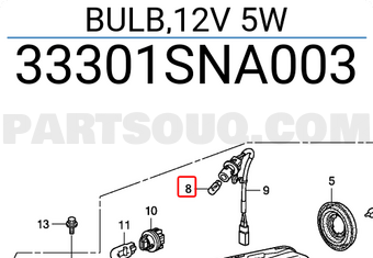 Honda 33301SNA003 BULB,12V 5W
