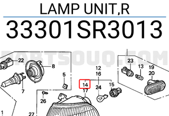 Honda 33301SR3013 LAMP UNIT,R
