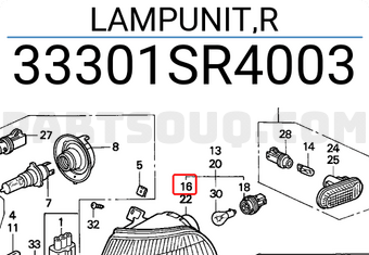Honda 33301SR4003 LAMPUNIT,R