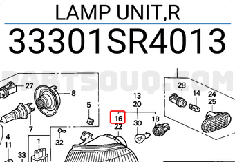 Honda 33301SR4013 LAMP UNIT,R