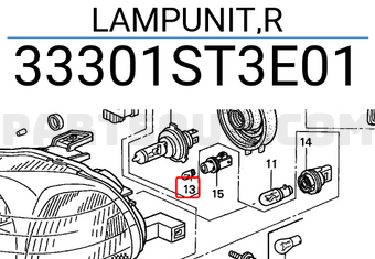 Honda 33301ST3E01 LAMPUNIT,R