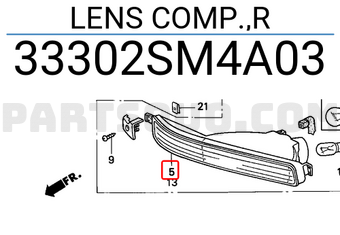 Honda 33302SM4A03 LENS COMP.,R