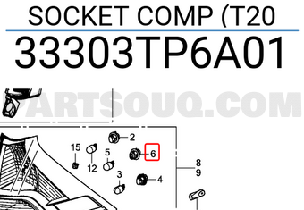 Honda 33303TP6A01 SOCKET COMP (T20