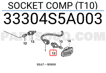 Honda 33304S5A003 SOCKET COMP (T10)
