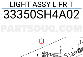 Honda 33350SH4A02 LIGHT ASSY L FR T