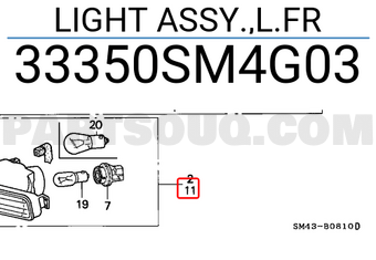 Honda 33350SM4G03 LIGHT ASSY.,L.FR