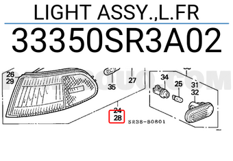 Honda 33350SR3A02 LIGHT ASSY.,L.FR
