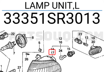Honda 33351SR3013 LAMP UNIT,L