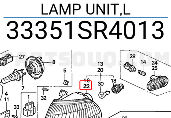 Honda 33351SR4013 LAMP UNIT,L