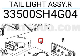 Honda 33500SH4G04 TAIL LIGHT ASSY,R