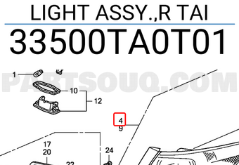 Honda 33500TA0T01 LIGHT ASSY.,R TAI