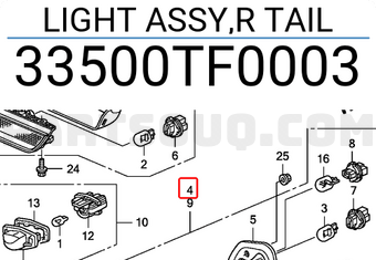 Honda 33500TF0003 LIGHT ASSY,R TAIL