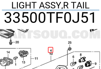 Honda 33500TF0J51 LIGHT ASSY,R TAIL